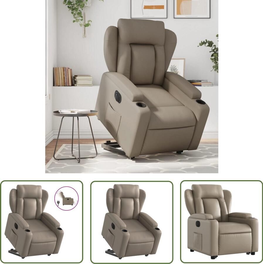The Living Store Sta-op-stoel elektrisch kunstleer cappuccinokleurig Elektrische Sta-op-stoel Sta-op-fauteuil Ergonomische Stoel Kunstleder Stoel Lounge Stoel