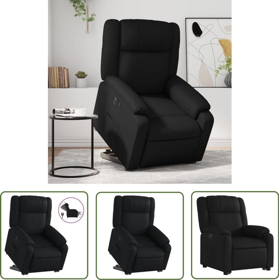 VidaXL Sta-op-stoel elektrisch kunstleer zwart Elektrische Sta-op-stoel Sta-opstoel Zwarte Stoel Loungestoel Relaxfauteuil
