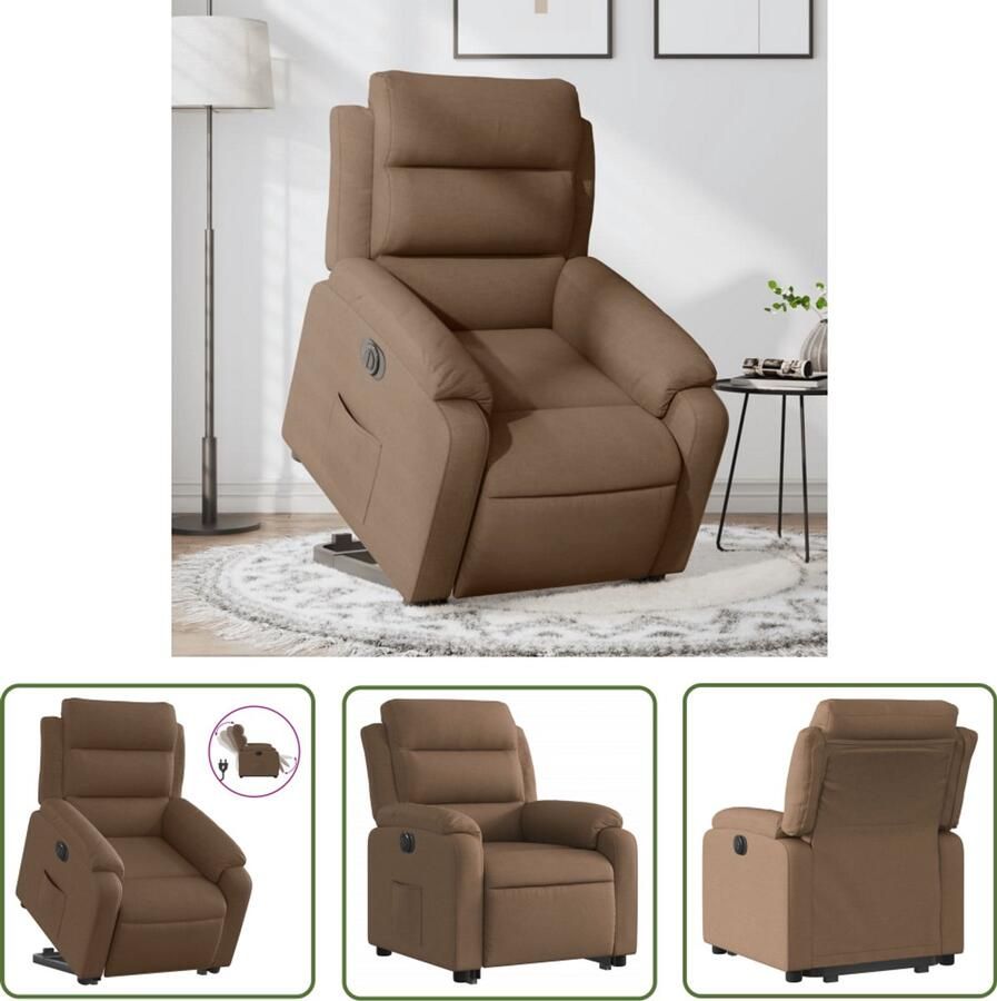 VidaXL Sta-op-stoel elektrisch verstelbaar stof bruin Elektrische Sta-op-stoel Sta-opstoel Rolstoelhoogteversteller Elektrische Verstelbare Stoel Luxe Fauteuil