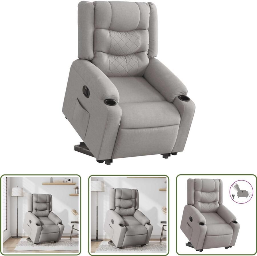 VidaXL Sta-op-stoel elektrisch verstelbaar stof wolk grijs Elektrische Sta-op-stoel Sta-opstoel Rolstoelhoogte Zitzak Loungestoel