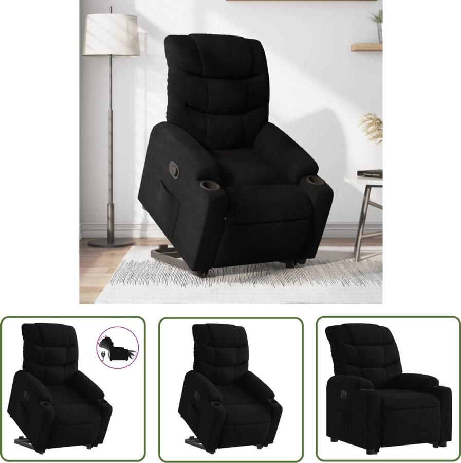 The Living Store Sta-op-stoel elektrisch verstelbaar stof zwart Elektrische Sta-op-stoel Sta-opstoel Comfortstoelen Rolstoel Alternatief Ergonomische Stoel