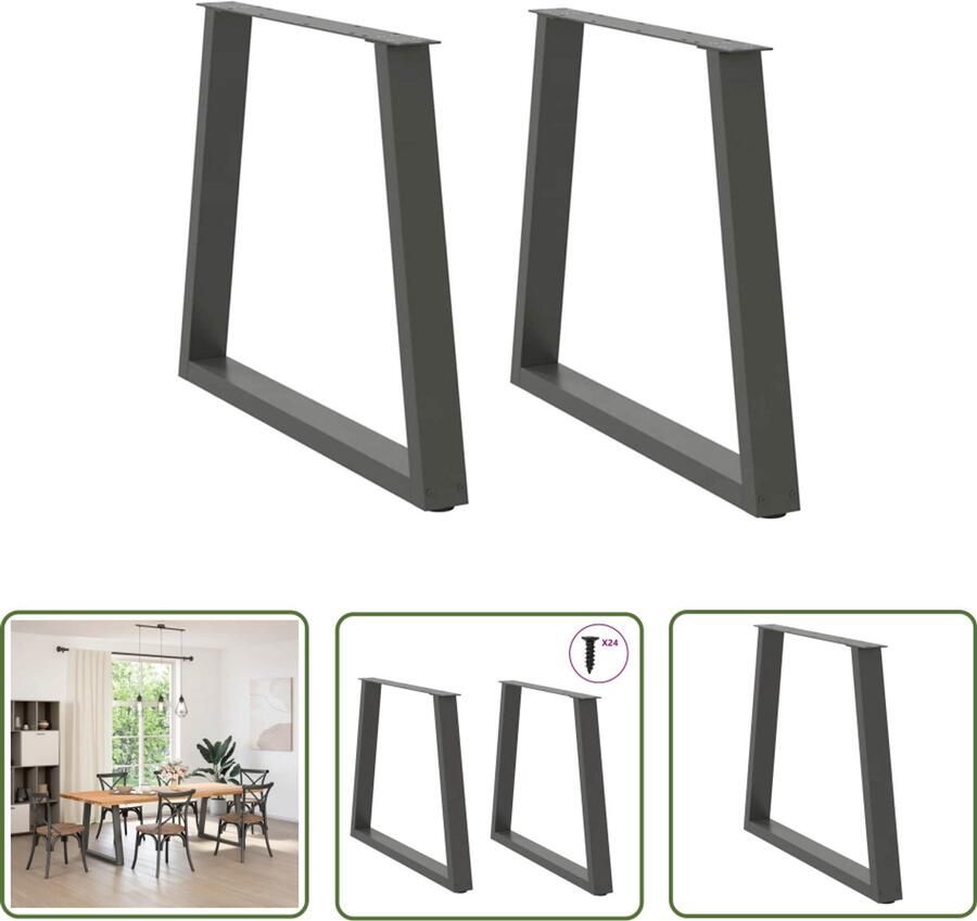 The Living Store Eettafelpoten 2 st V-vormig 80x(72-73 3) cm staal antraciet Eettafelpoten Staal Poten Antraciet Kleur Eettafel Accessoires Salontafel Poten