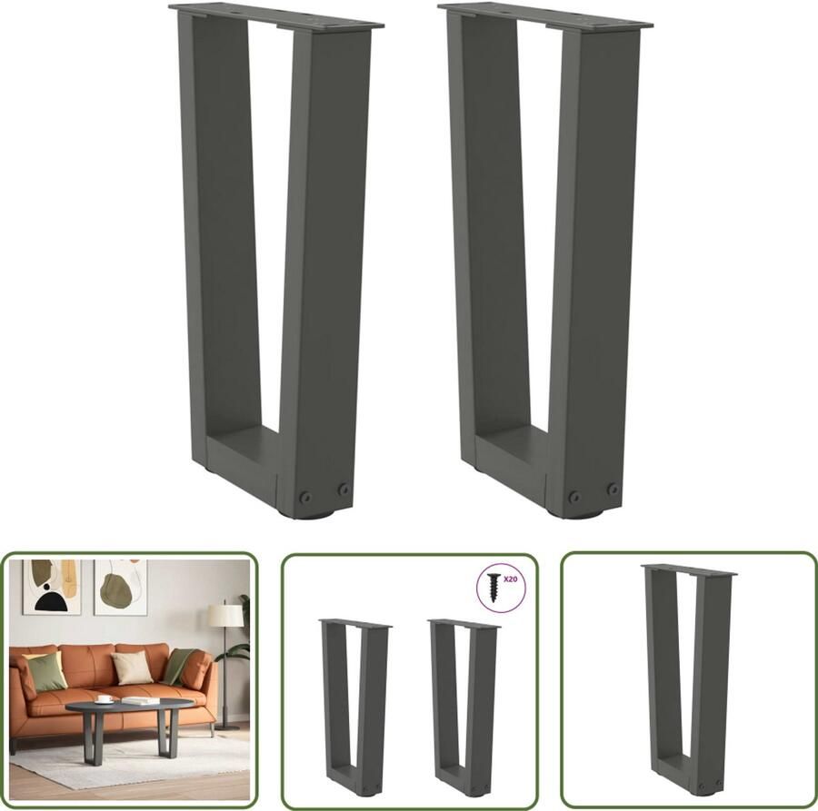 The Living Store Eettafelpoten 2 st V-vormig 38x(42-43 3) cm staal antraciet Eettafelpoten Staal Poten V-vormige Poten Antraciet Kleur Eettafel Onderstel