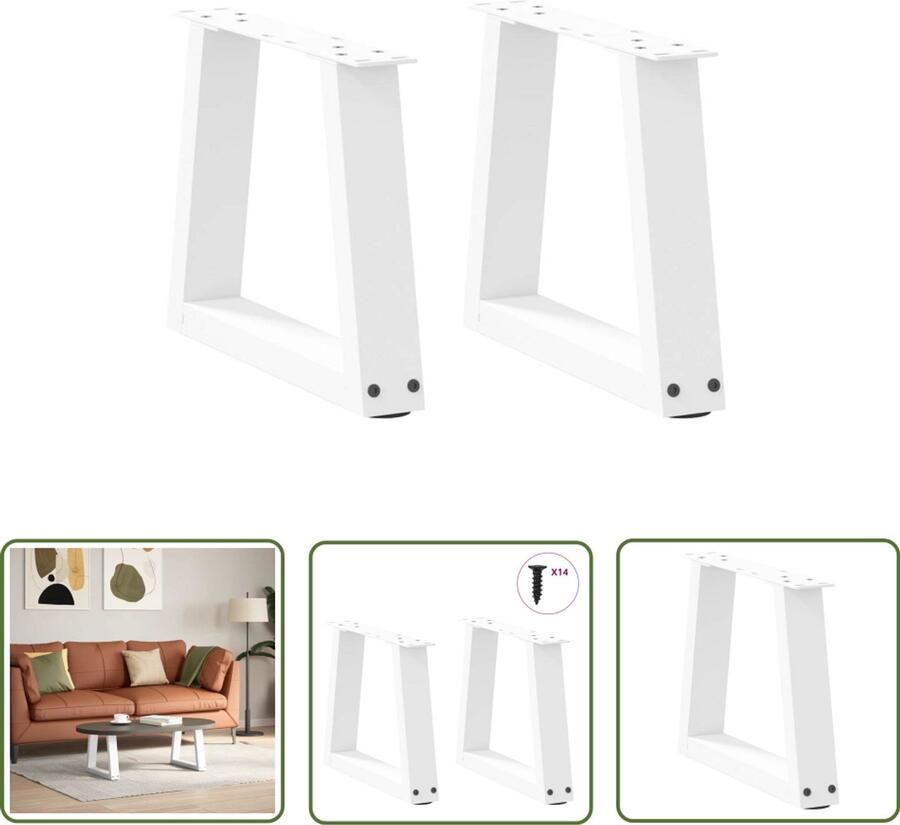 The Living Store Eettafelpoten 2 st V-vormig 40x(30-31 3) cm staal wit Eettafelpoten Staal Poten Eettafel Onderstel Modern Tafeloppervlak Wit Tafelvoet