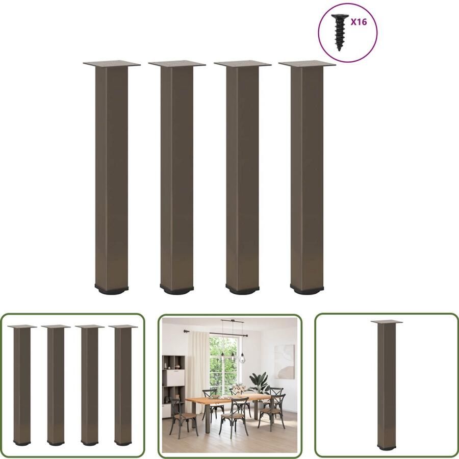 The Living Store Salontafelpoten 4 st 72-74 cm staal naturel Salontafelpoten Staal Poten Tafelvoet Salontafel Onderstel Industriële Tafelpoten