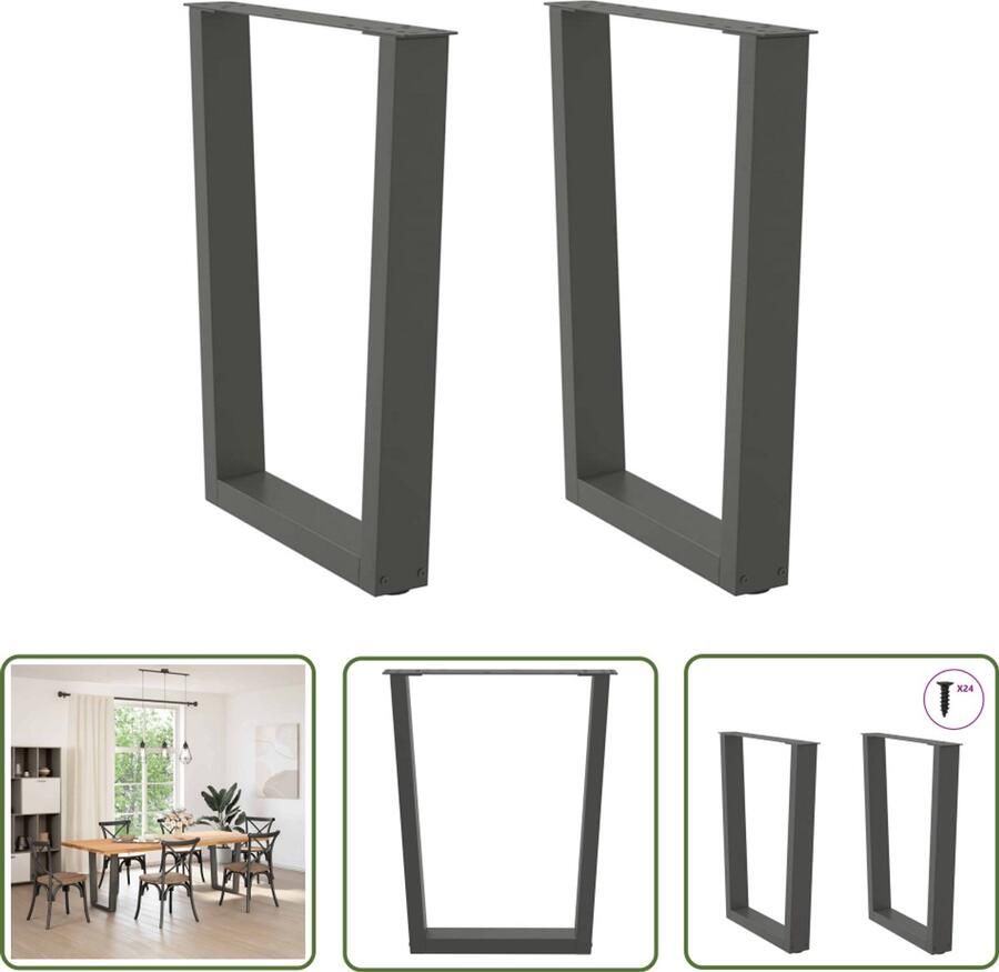 VidaXL Eettafelpoten 2 st V-vormig staal antraciet Eettafelpoten Staal Potten Antraciet Kleur V-vormig Onderstel Eettafel Onderdelen - Foto 2