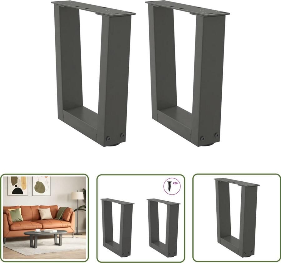 The Living Store Eettafelpoten 2 st V-vormig 40x(30-31 3) cm staal antraciet Eettafelpoten Staal Potten V-vormige Poten Antraciet Kleur Eettafel Accessoires
