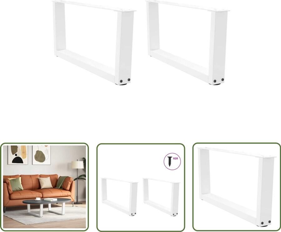 The Living Store Eettafelpoten 2 st V-vormig 70x(30-31 3) cm staal wit Eettafelpoten Staal Potten Tafelpoten Wit Modern Design Eettafel Accessoires