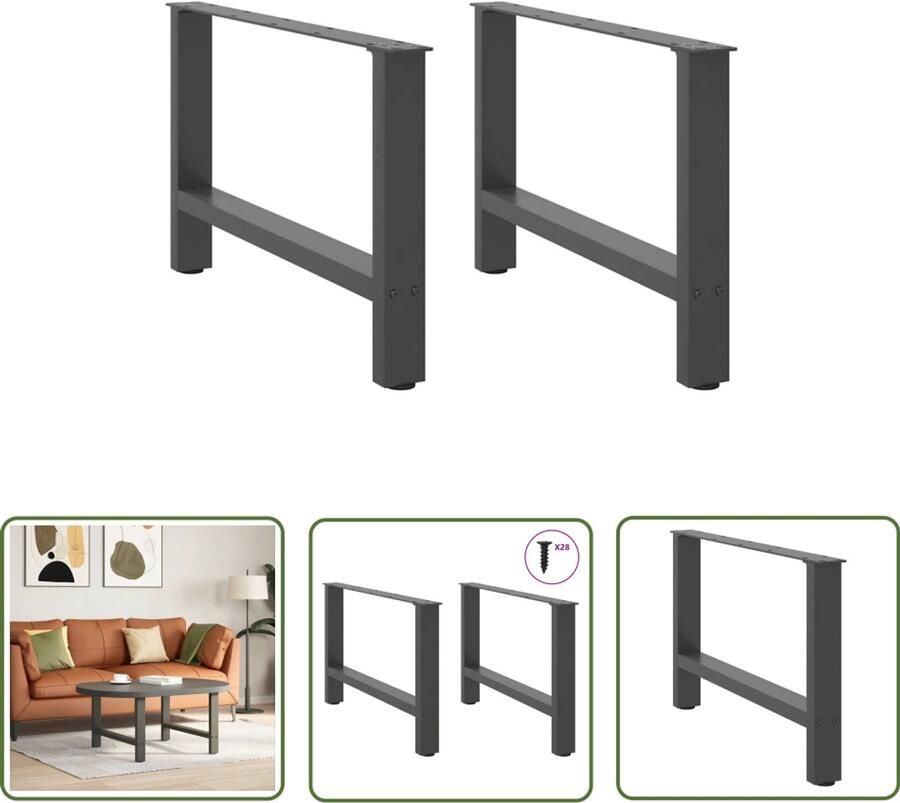 VidaXL Salontafelpoten 70x43 cm staal antraciet Salontafelpoten Staal Potten Zwarte Tafelpoten Modern Tafellaar Salontafel Onderstel