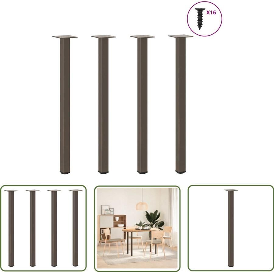 The Living Store Salontafelpoten 4 st 72-74 cm staal naturel Salontafelpoten Staal Potten Tafelbenen Salontafel Onderstel Industrieel Meubel