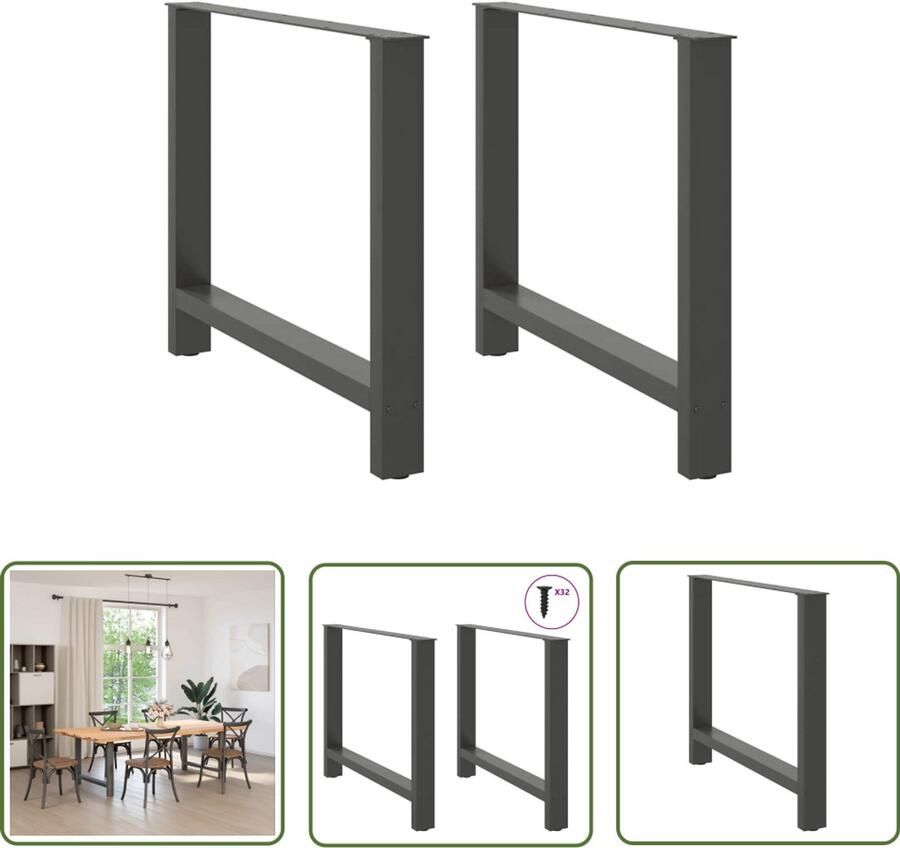 The Living Store Salontafelpoten 2 st 90x(72-73) cm staal antraciet Salontafelpoten Staal Potten Zwarte Salontafelpoten Industriële Tafelpoten Salontafel Onderstel