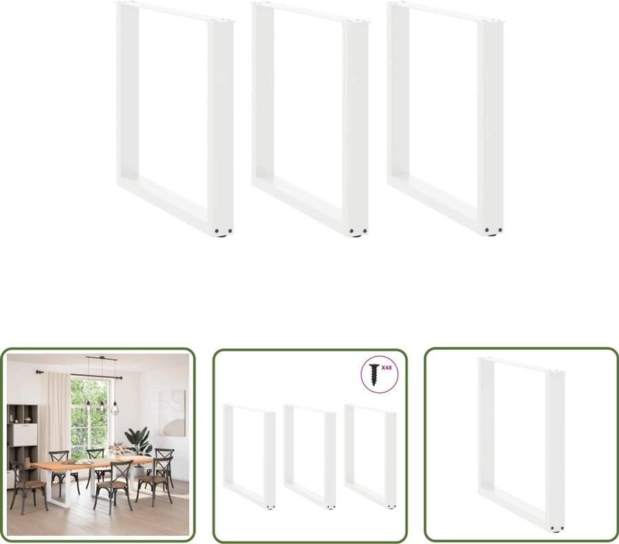 The Living Store Salontafelpoten 3 st U-vormig 90x(72-73) cm staal wit Salontafelpoten Staal Potten Salontafel Onderstel Modern Tafeloppervlak Wit Tafelvoet