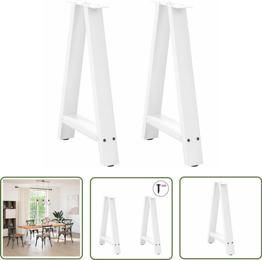 The Living Store Salontafelpoten 2 st A-vormig 50x(72-73) cm staal wit Salontafel Potten Staal Salontafelpoten Salontafel Onderstel Modern Tafeloppervlak Wit Meubilair