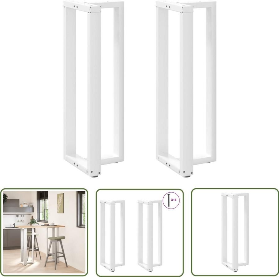 The Living Store Bartafelpoten 2 st T-vormig 40x35x(110-111) cm staal wit Bartafel Potten Staal Tafelpoten Witte Tafelpoten T-vormige Tafelpoten Bartafel Accessoires
