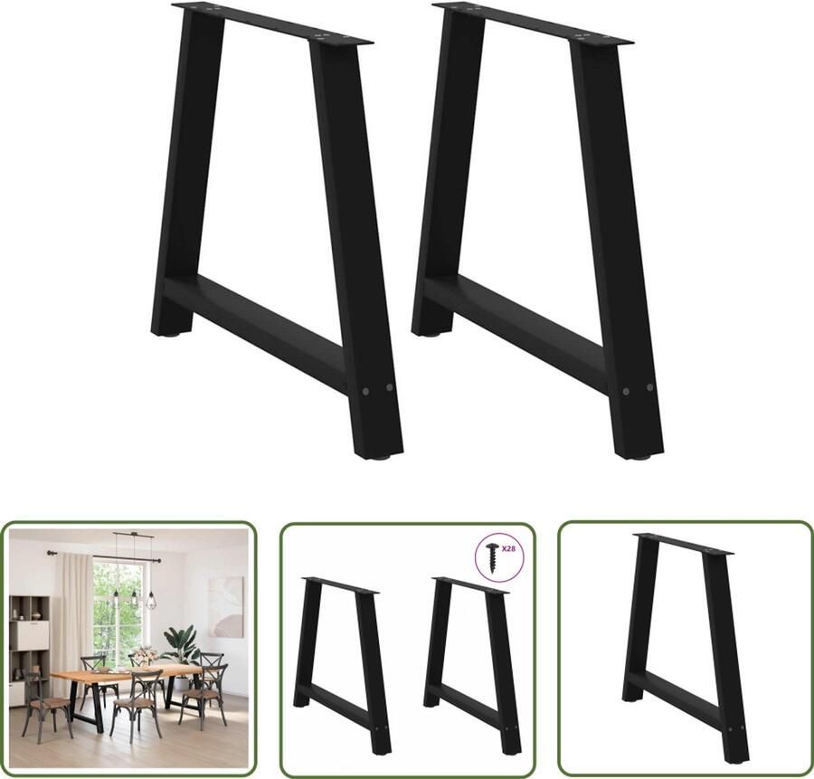 The Living Store Salontafelpoten 2 st A-vormig 100x(72-73) cm staal zwart Salontafelpoten Staalpoten Zwarte Tafelpoten A-vormige Tafelpoten Salontafel Onderstel