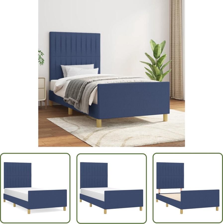The Living Store Bedframe zonder matras 80x200 cm stof blauw Blauwe Bed Frame Stof Bed Frame Tweepersoons Bed Frame King Size Bed Frame Boxspring Bed Frame