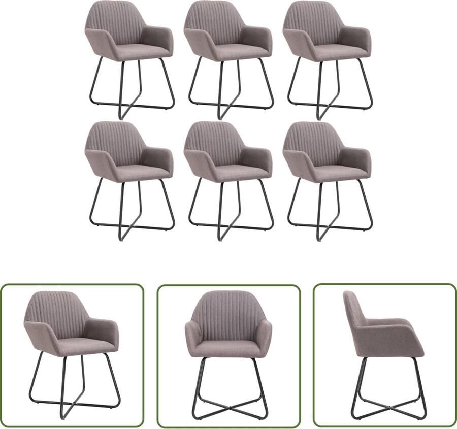 The Living Store Eetkamerstoelen 6 st stof taupe Eetkamerstoelen Stof Stoelen Design Meubels Taupe Meubels Comfortabele Stoelen
