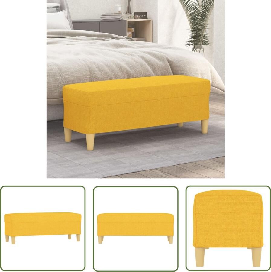 VidaXL Bankje 100x35x41 cm stof lichtgeel Bankje Stoffen Bankje Geel Bankje Salontafel Multifunctionele Bank