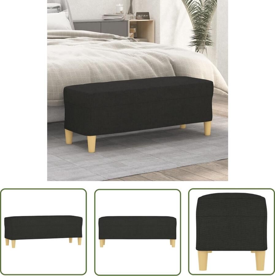 The Living Store Bankje 100x35x41 cm stof zwart Zitbankje Bankje Zwarte Bank Stoffen Bank Compact Bankje