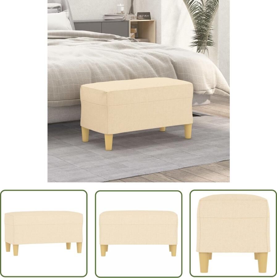 The Living Store Bankje 70x35x41 cm stof crèmekleurig Benodigdheden Voor Thuis Stoffen Bankjes Crème Kleurige Meubels Comfortabele Zittingen Salon Meubilair