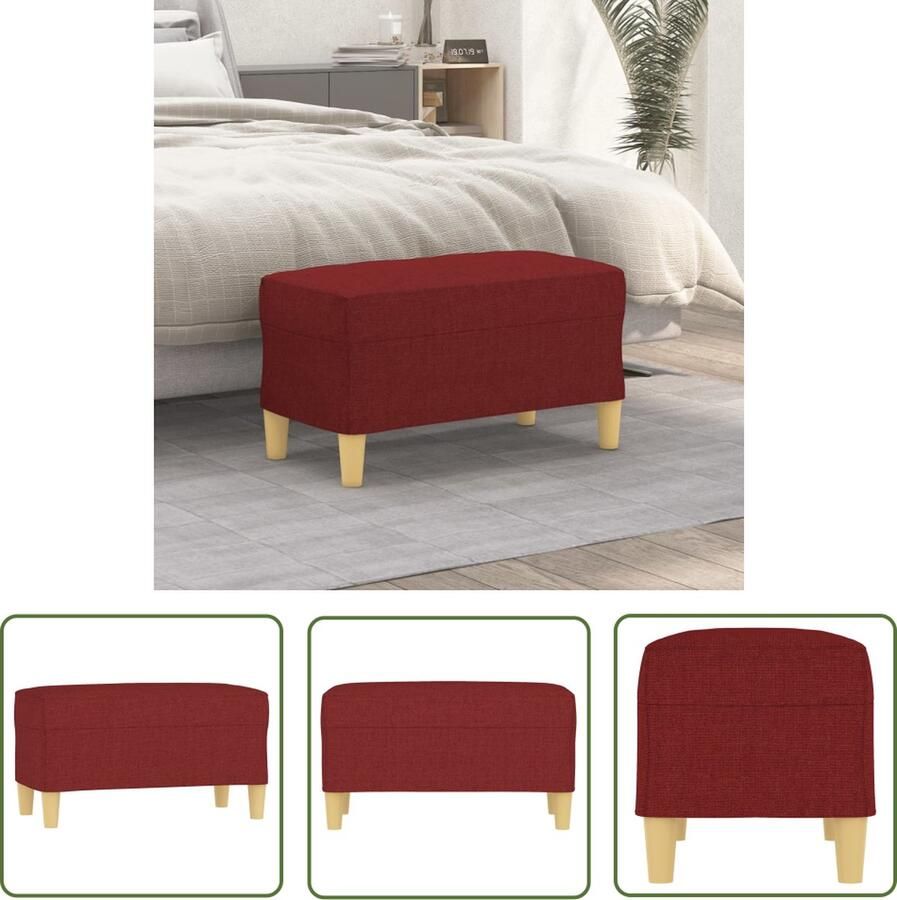 VidaXL Bankje 70x35x41 cm stof wijnrood Comfortabel Bankje Stoffen Bankje Rood Bankje Salontafel Kleine Bank