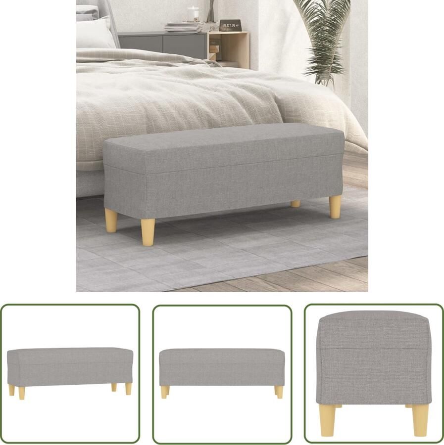 VidaXL Bankje 100x35x41 cm stof lichtgrijs Kleurig Bankje Stoffen Bankje Design Bankje Multifunctionele Bank Salontafel