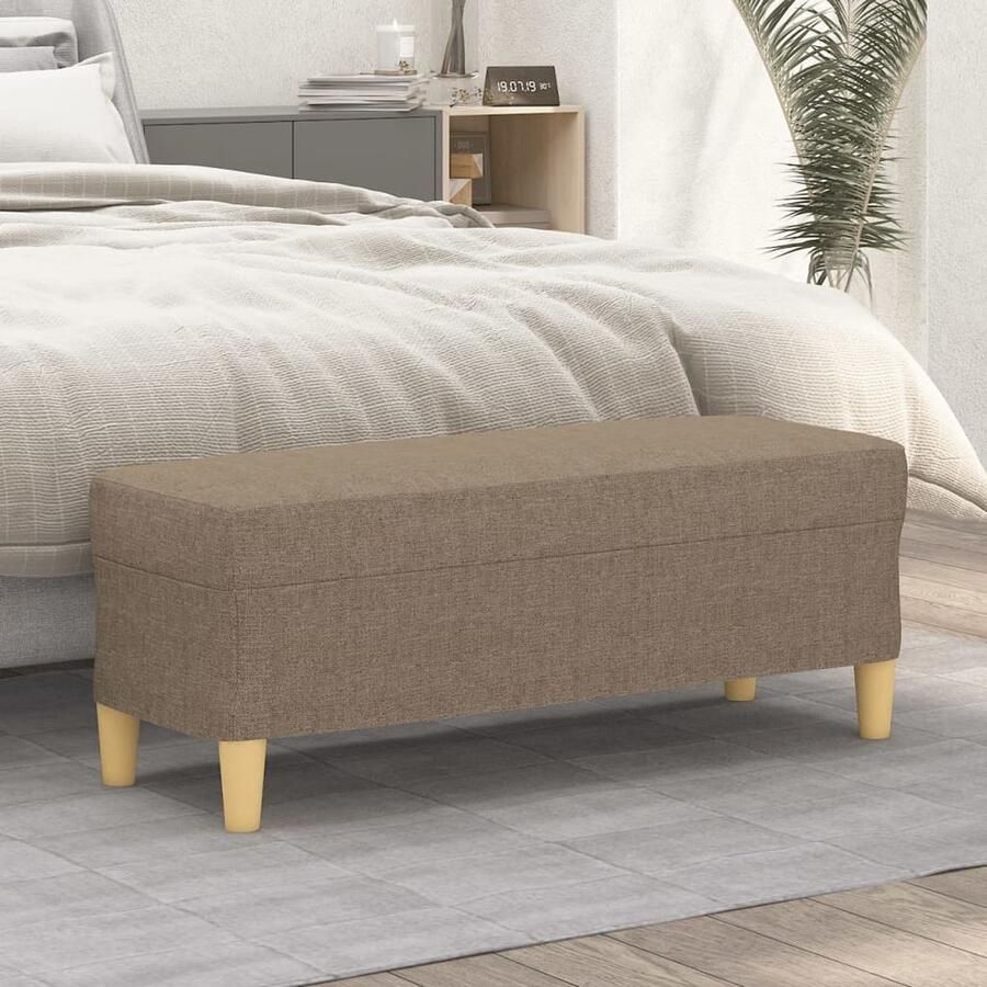 The Living Store Bankje 100x35x41 cm stof taupe Bankje Stoffen Bank Lounge Bank Bijzettafel Salon Meubilair