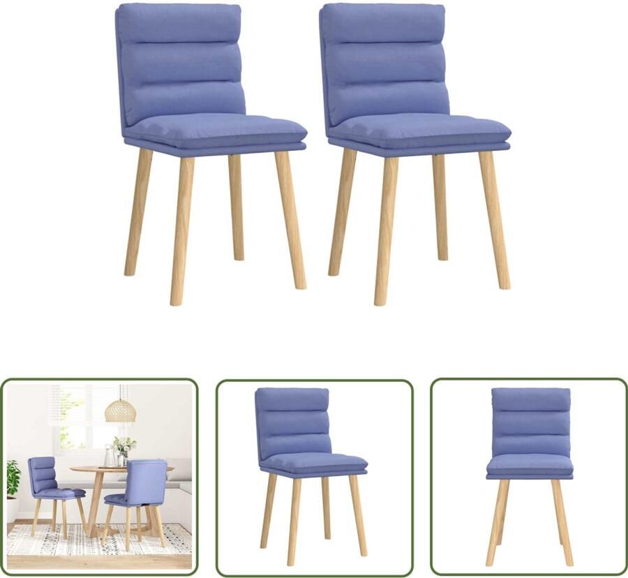 VidaXL Eetkamerstoelen 2 st stof jeansblauw Eetkamerstoelen Stoffen Eetkamerstoelen Jeansblauwe Eetkamerstoelen Moderne Eetkamerstoelen Comfortabele Eetkamerstoelen