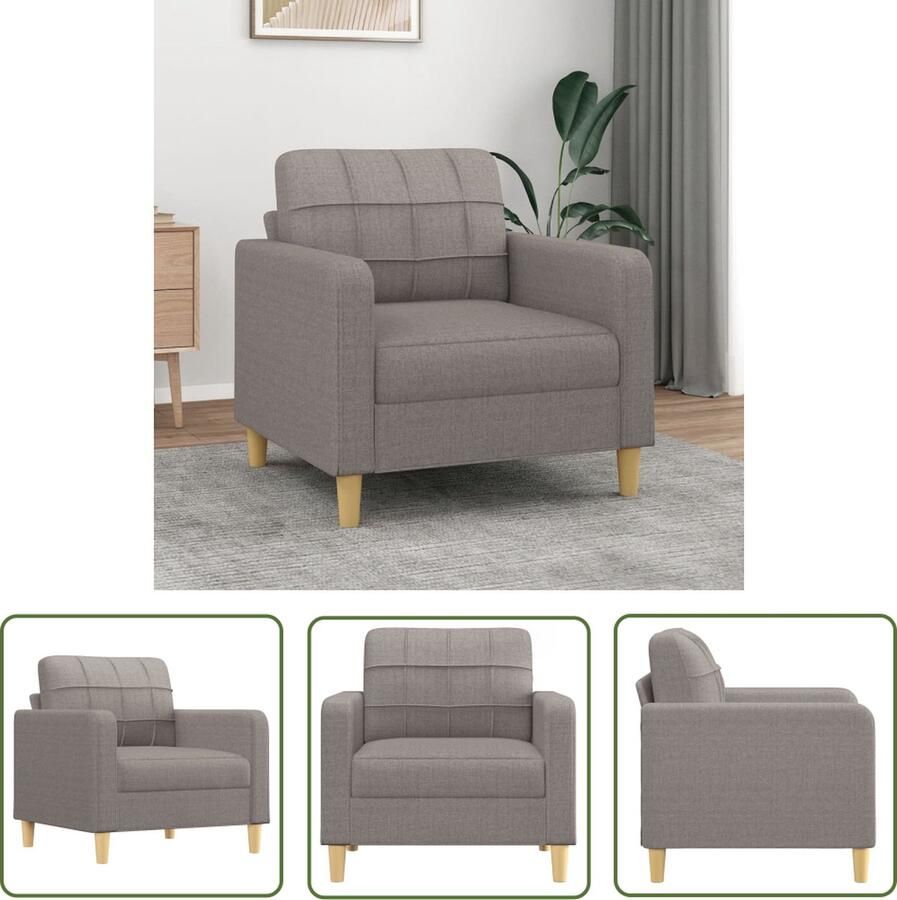 The Living Store Fauteuil 60 cm stof taupe Fauteuil Stoffen Fauteuil Lounge Stoel Relaxfauteuil Zitzak