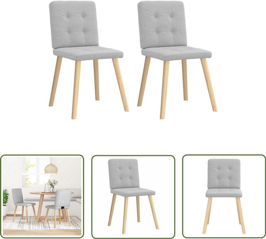 VidaXL Eetkamerstoelen 2 st stof wolk grijs Eetkamerstoelen Stoffen Stoel Lounge Stoel Dining Chair Salontafel