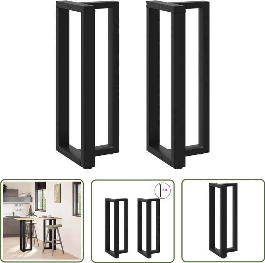 The Living Store Bartafelpoten 2 st T-vormig 40x35x(100-101) cm staal zwart Bartafel Potten T-vormige Tafelpoten Zwarte Tafelpoten Metalen Tafelpoten Stabiele Tafelpoten