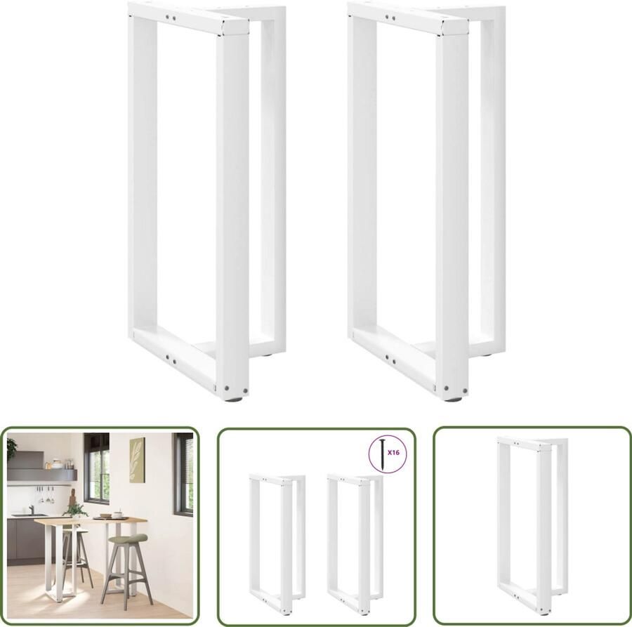 The Living Store Bartafelpoten 2 st T-vormig 60x35x(100-101) cm staal wit Bartafel Potten T-vormige Tafelpoten Witte Tafelpoten Metalen Tafelpoten Bartafel Accessoires