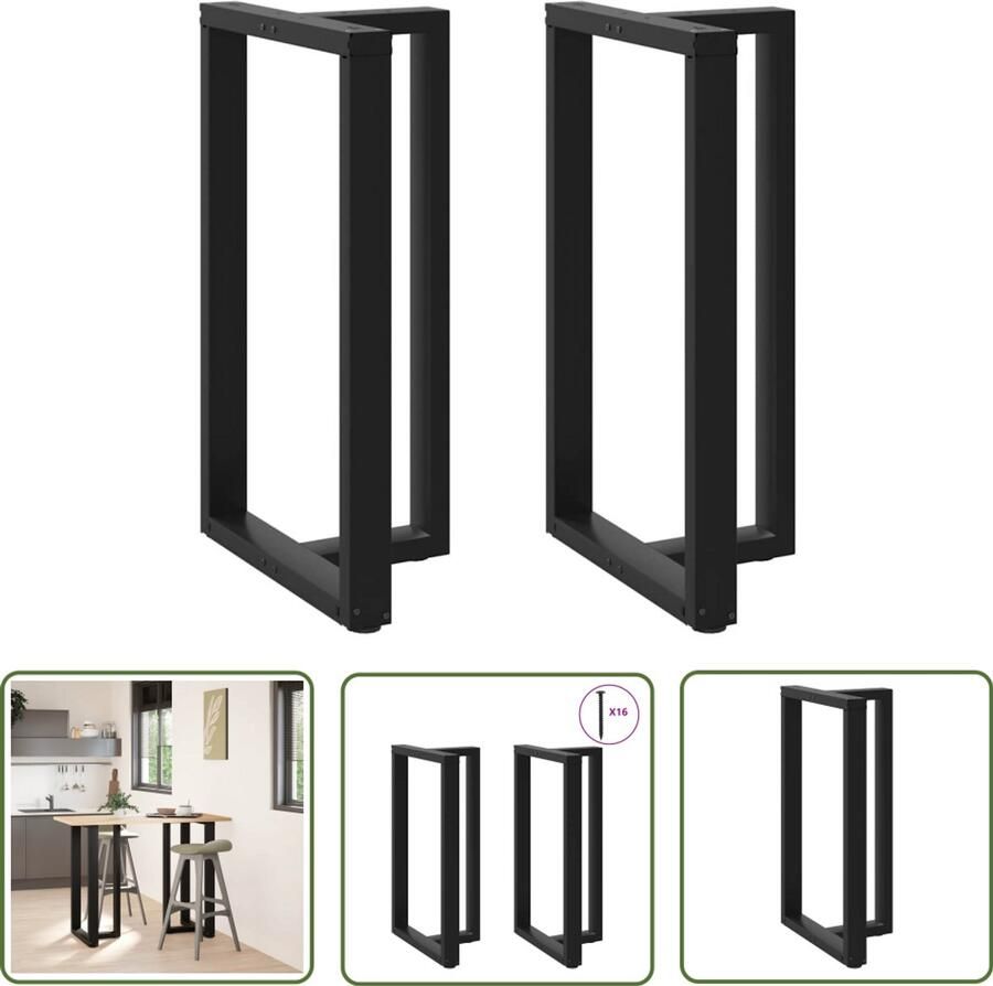 The Living Store Bartafelpoten 2 st T-vormig 60x35x(100-101) cm staal zwart Bartafel Potten T-vormige Tafelpoten Zwarte Tafelpoten Metalen Tafelpoten Stabiele Tafelpoten