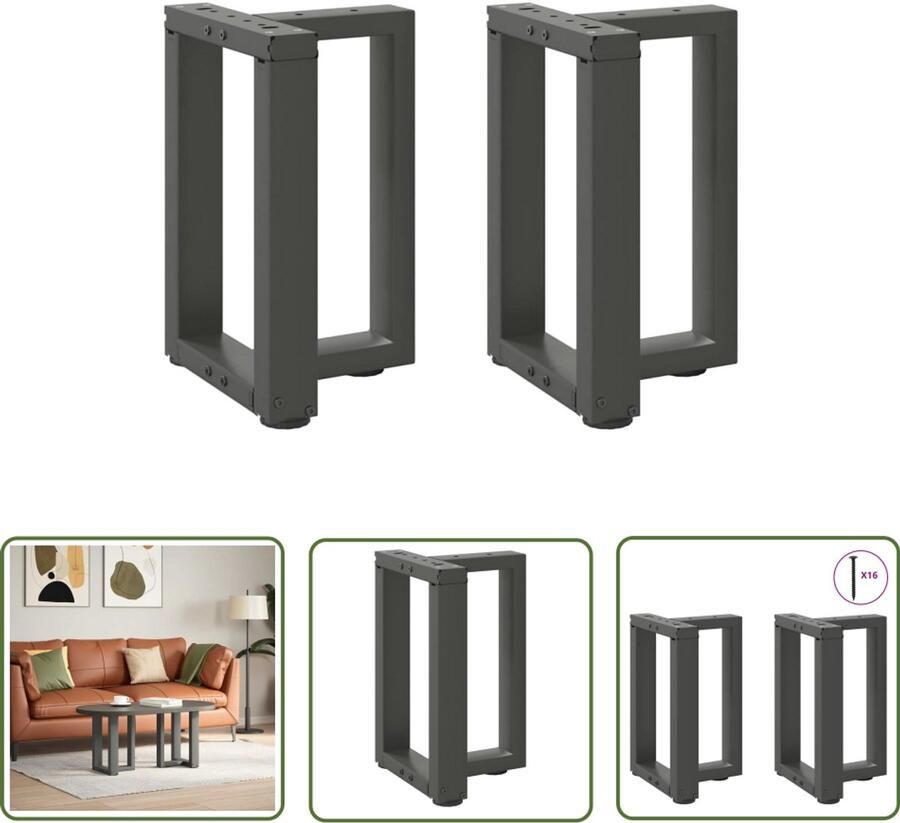 The Living Store Salontafelpoten 2 st T-vormig 28x25x(42-43) cm staal antraciet Salontafel Potten T-vormige Tafelpoten Zwarte Tafelpoten Metaal Tafelpoten Salontafel Onderstel