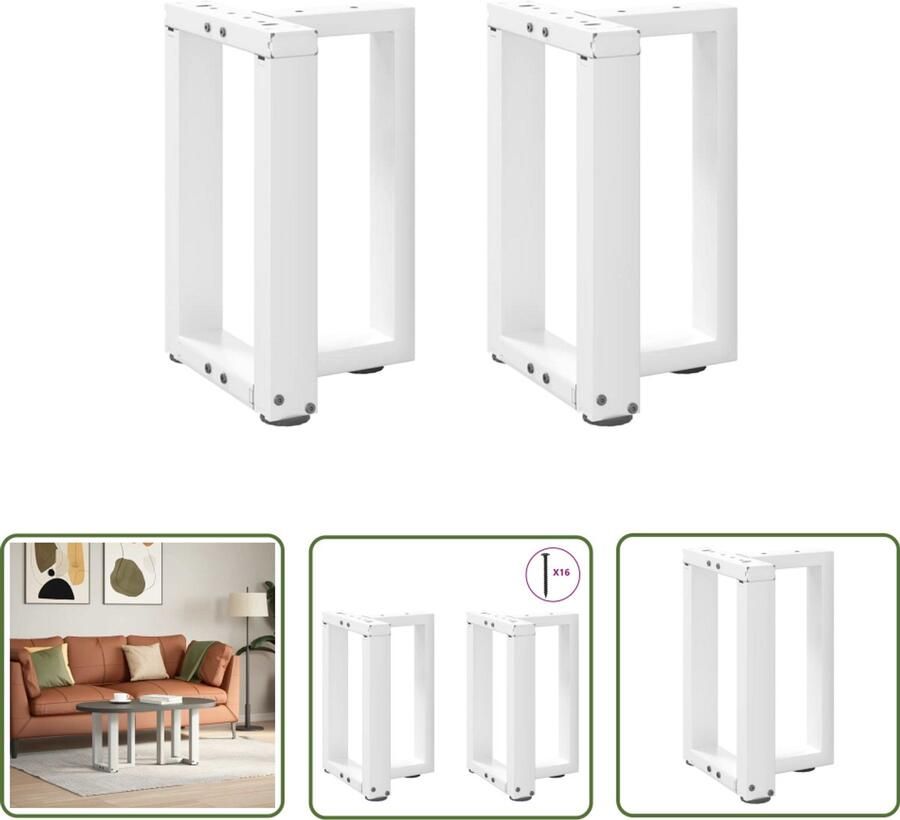 The Living Store Salontafelpoten 2 st T-vormig 38x25x(42-43) cm staal wit Salontafel Potten T-vormige Tafelpoten Houten Salontafel Onderstel Tafelpoten Wit
