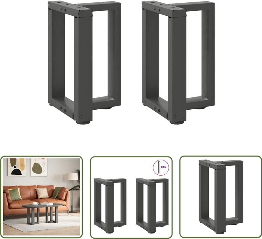 The Living Store Salontafelpoten 2 st T-vormig 38x25x(42-43) cm staal antraciet Salontafel Potten T-vormige Tafelpoten Zwarte Tafelpoten Metaal Tafelpoten Salontafel Onderstel
