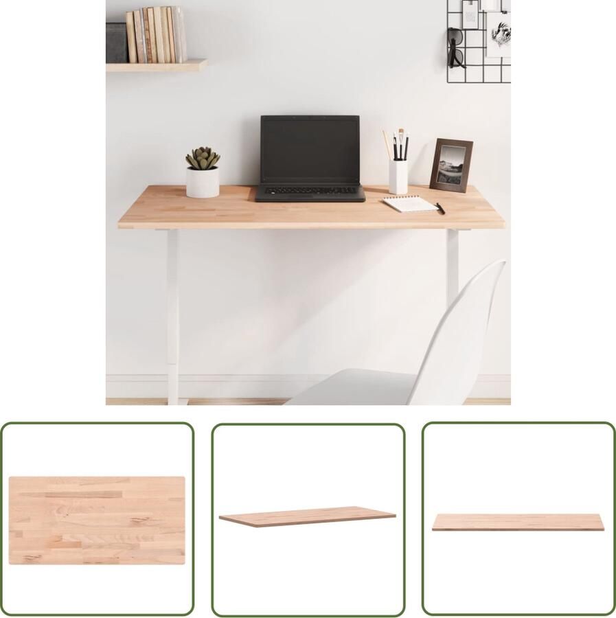 The Living Store Massief Beukenhouten Tafelblad 100x50x1.5 cm Rechthoekig Massief Beukenhout Tafelblad Rechthoekig Tafelblad Salontafel Barkruk