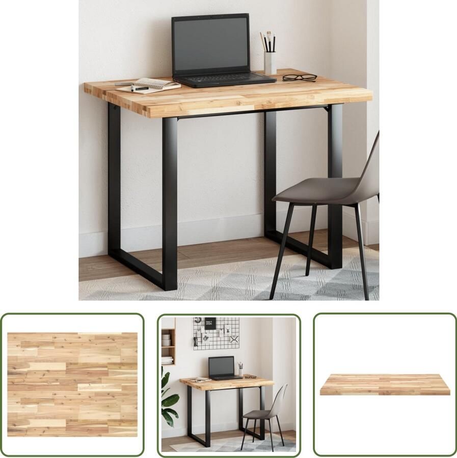 The Living Store Tafelblad rechthoekig 100x80x4 cm massief acaciahout Tafeltblad Acacia Tafelblad Online Kopen Houten Tafelblad Rechte Tafelblad Eetkamertafel Blad