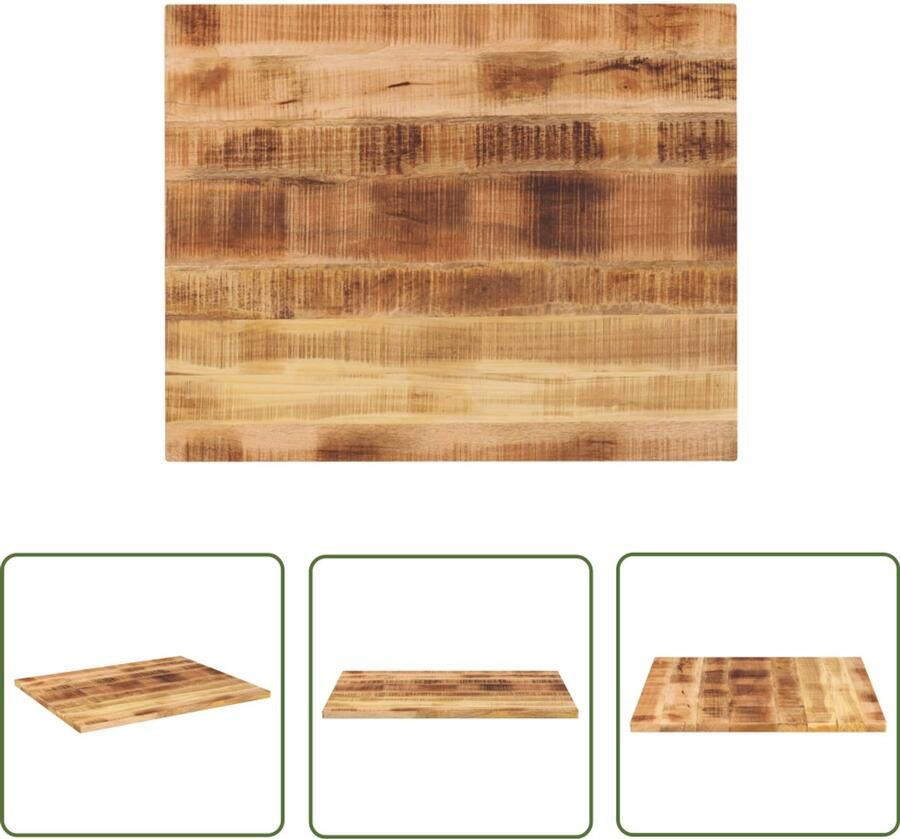 The Living Store Tafelblad rechthoekig 110x80x2 5 cm massief ruw mangohout Mangohouten Tafelblad Vervangen Eetkamertafel Tuintafel Rustic Design