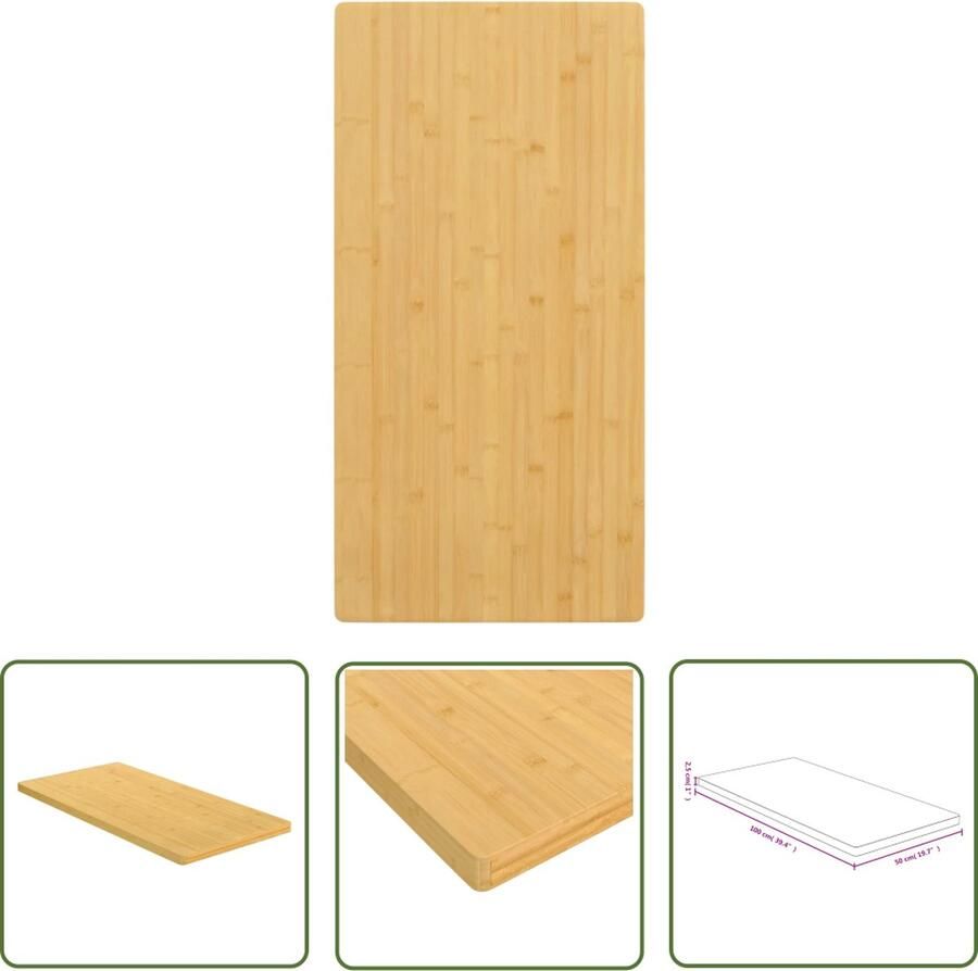 The Living Store Bamboe Tafelblad 50 x 100 x 2.5 cm Duurzaam materiaal Veelzijdig gebruik Afgeronde randen Eenvoudig schoon te maken VariÃrende kleuren Levering willekeurig - Foto 2