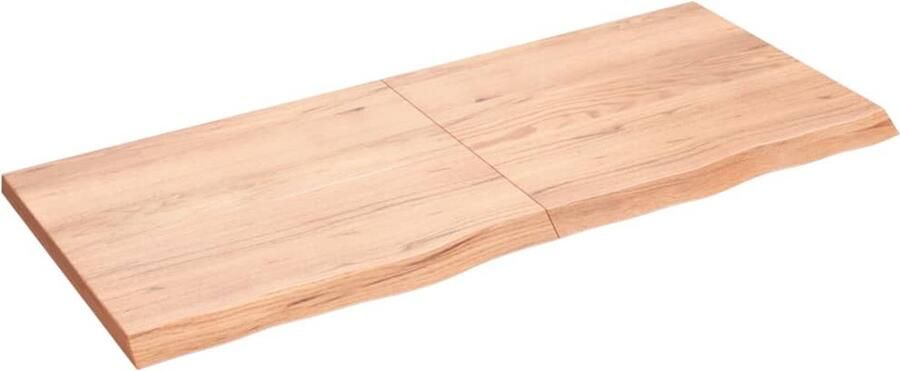 The Living Store Eikenhouten Tafelblad 140x60x4 cm Lichtbruin met Natuurlijke Rand Eikenhouten Tafelblad Vervangen Salontafel Eethoek Keukenblad
