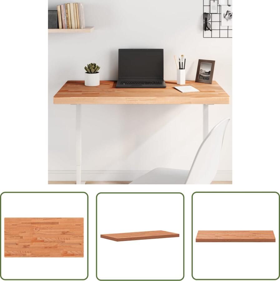 VidaXL Tafelblad rechthoekig 100x50x4 cm massief beukenhout Houten Tafelblad Vervangen Massief Beukenhout Bruine Tafel Salontafel
