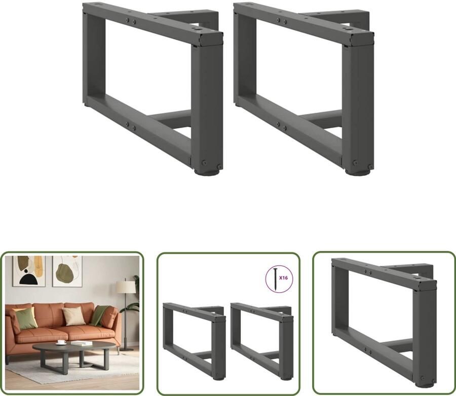 The Living Store Salontafelpoten 2 st T-vormig 60x25x(30-31) cm staal antraciet Salontafel Potten Tafellaar Poten Metalen Tafelpoten T-vormige Tafelpoten Zwarte Tafelpoten