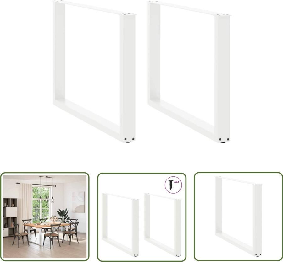 The Living Store Eettafelpoten 2 st U-vormig 100x(72-73) cm staal wit Eettafelpoten Tafelpoten Eettafel Onderstel Metalen Tafelpoten Witte Tafelpoten