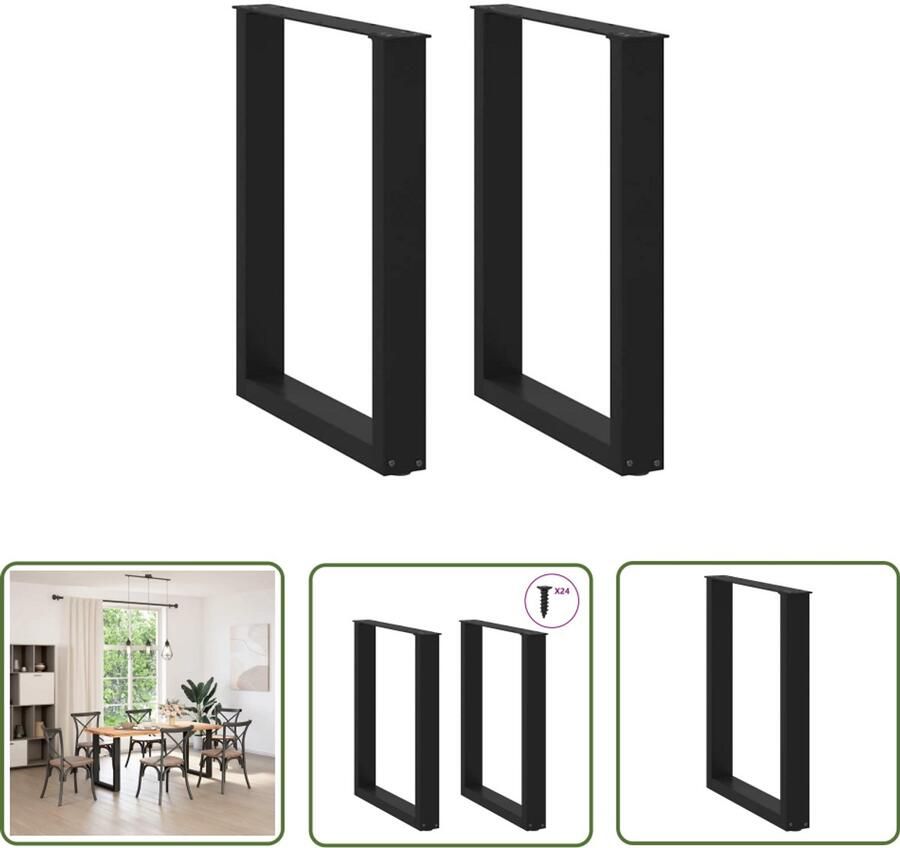 The Living Store Eettafelpoten 2 st U-vormig 60x(72-73) cm staal zwart Eettafelpoten Tafelpoten Eetkamerstoel Salontafelpoten Metalen Tafelpoten