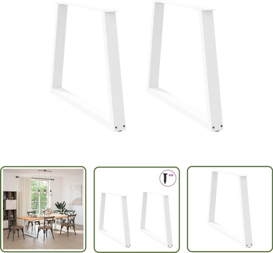 The Living Store Eettafelpoten 2 st V-vormig 90x(72-73 3) cm staal wit Eettafelpoten Tafelpoten Eettafel Onderstel Eetkamerstoel Salontafel