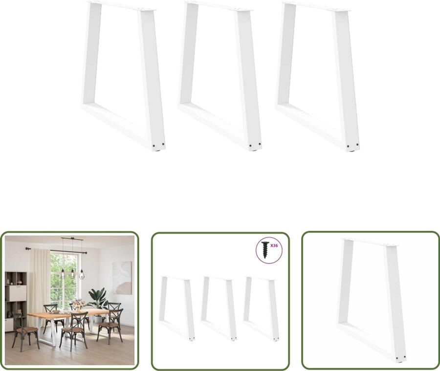 The Living Store Eettafelpoten 3 st V-vormig 70x(72-73 3) cm staal wit Eettafelpoten Tafelpoten Eettafel Onderstel Metalen Tafelpoten Witte Tafelpoten