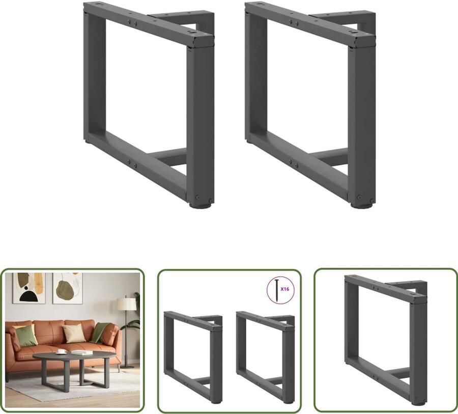 The Living Store Salontafelpoten 2 st T-vormig 60x25x(42-43) cm staal antraciet Salontafel Potten Tafelpoten Industrieel Design Zwarte Tafelpoten Metaal Tafelpoten