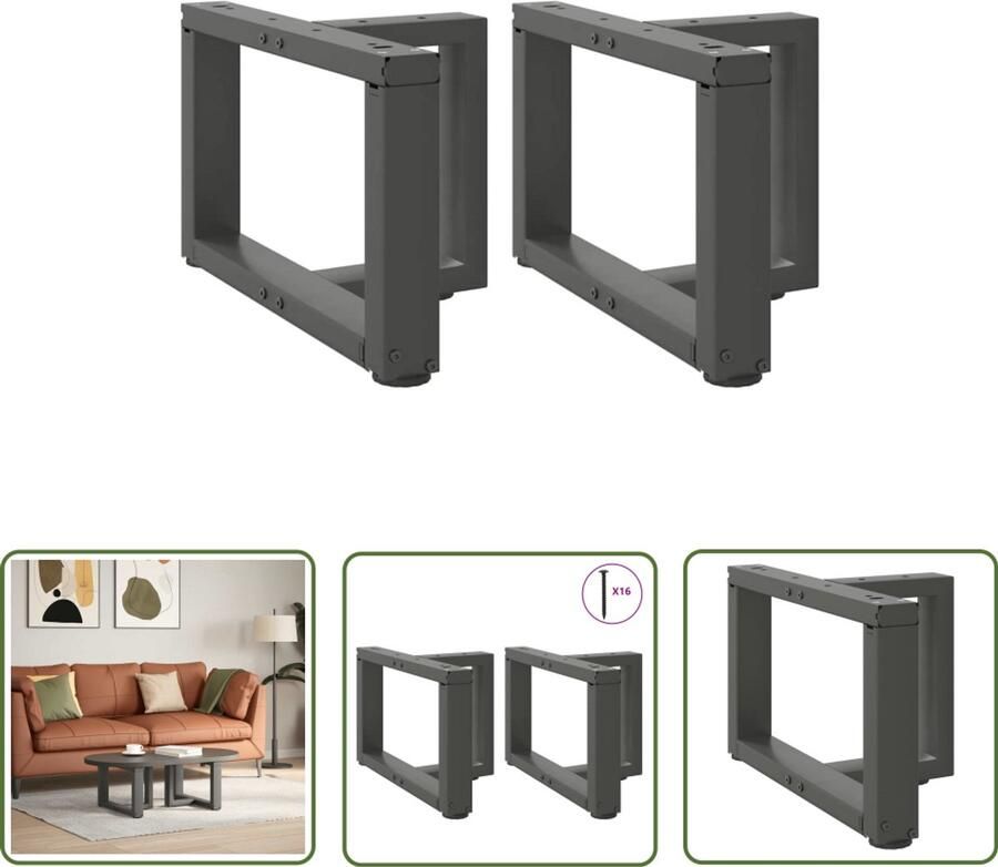 VidaXL Salontafelpoten 2 st T-vormig 50x25x(30-31) cm staal antraciet Salontafelpoten Tafelpoten Salontafels Houten Tafels Zwarte Tafelpoten