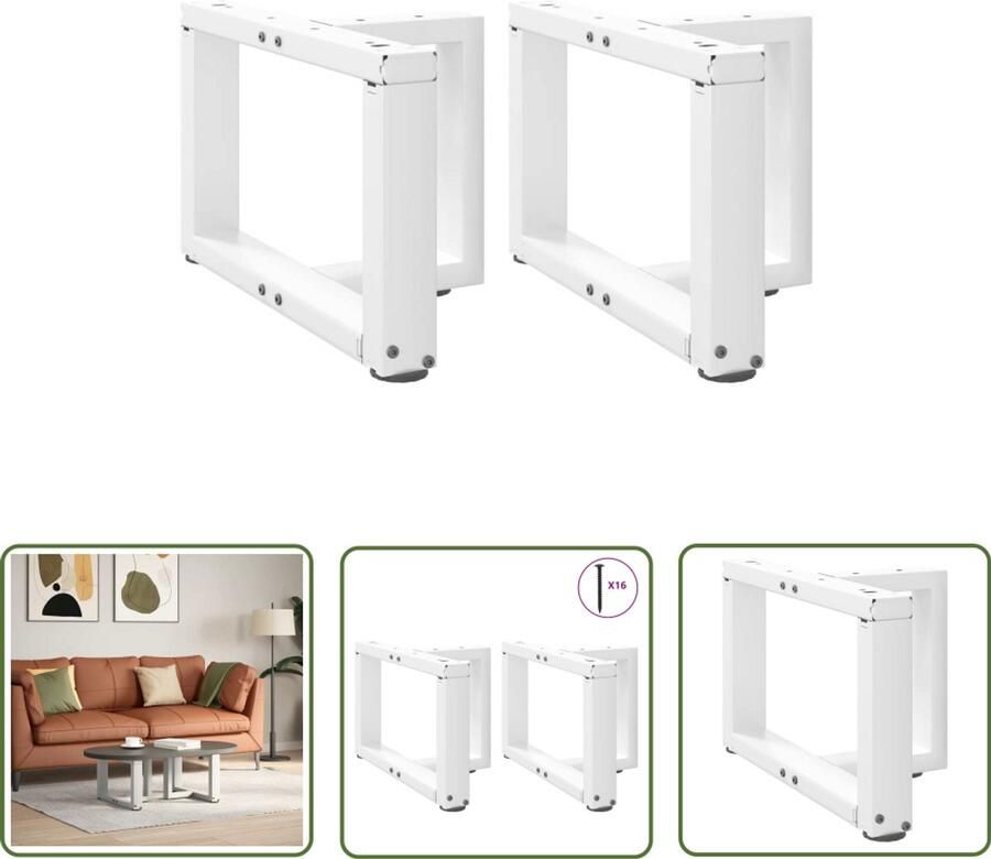 The Living Store Salontafelpoten 2 st T-vormig 50x25x(30-31) cm staal wit Salontafel Potten Tafelpoten Set T-vormige Tafelpoten Witte Tafelpoten Metalen Tafelpoten